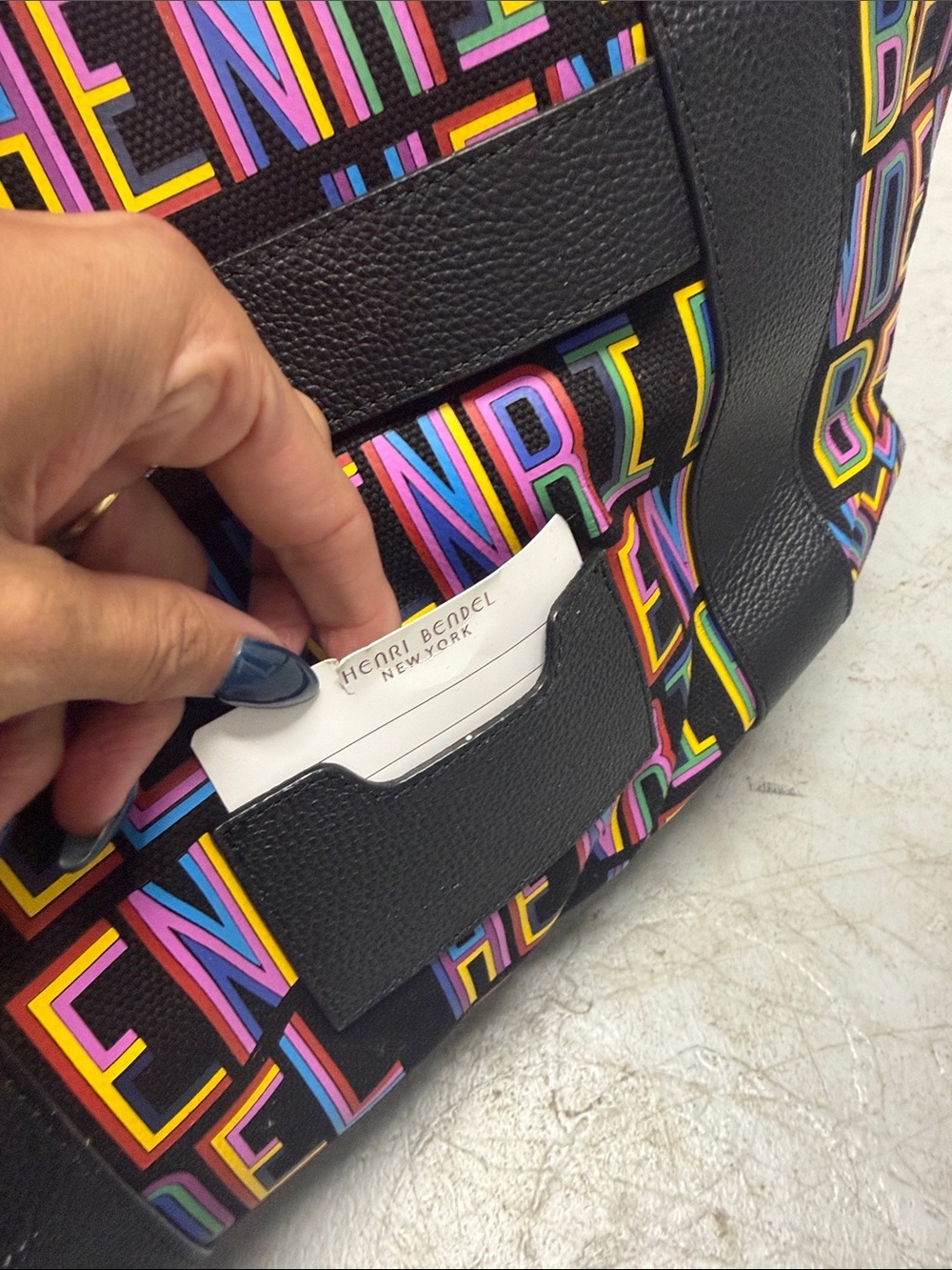 henri bendel x Steven Wilson Black Multicolor Logo Leather Duffle NWT - Picture 5 of 15